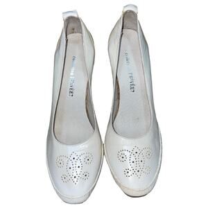 Collection Privee ? White Perforated Wedge Pumps    Size: EU 39 US 9